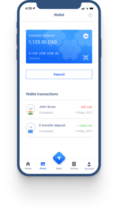 Remitbee Wallet inside the app